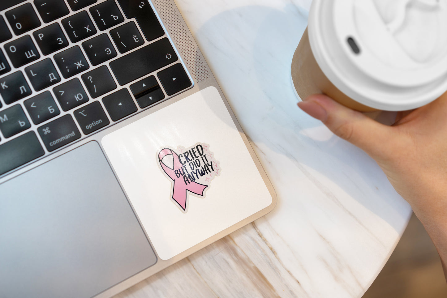 Cried But Did It Anyway Sticker Pack (Set of 3), Breast Cancer Awareness Sticker, Motivational Vinyl Decal, Resilience Sticker, Laptop Sticker