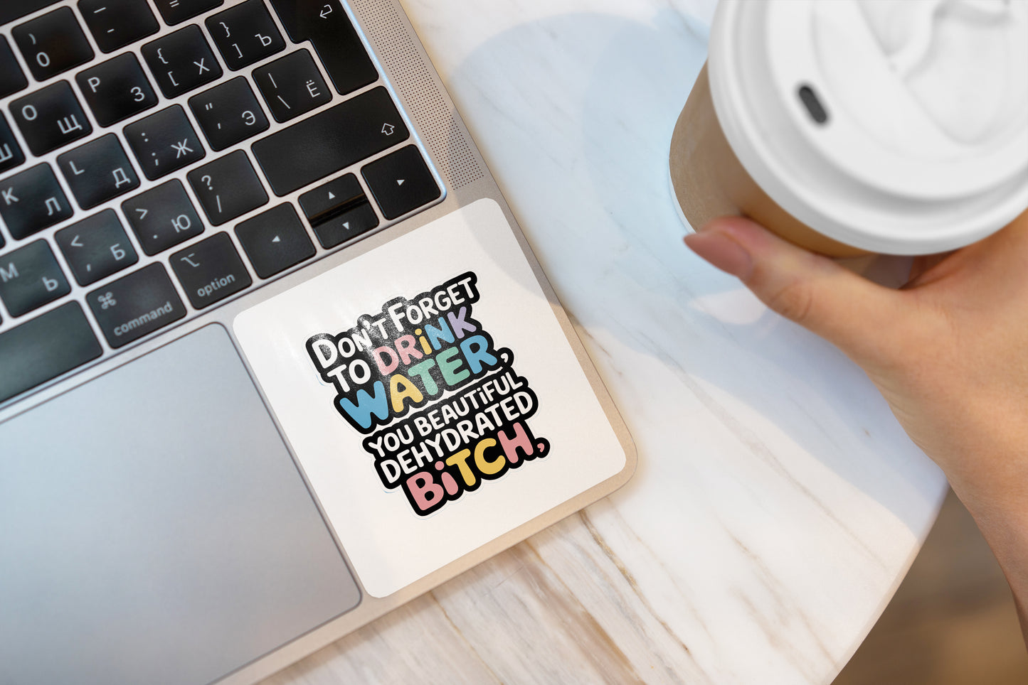 Drink Water Sticker Pack (Set of 3), Funny Hydration Sticker, Self-Care Vinyl Decal, Cute Pastel Sticker, Sassy Wellness Reminder, Laptop Sticker