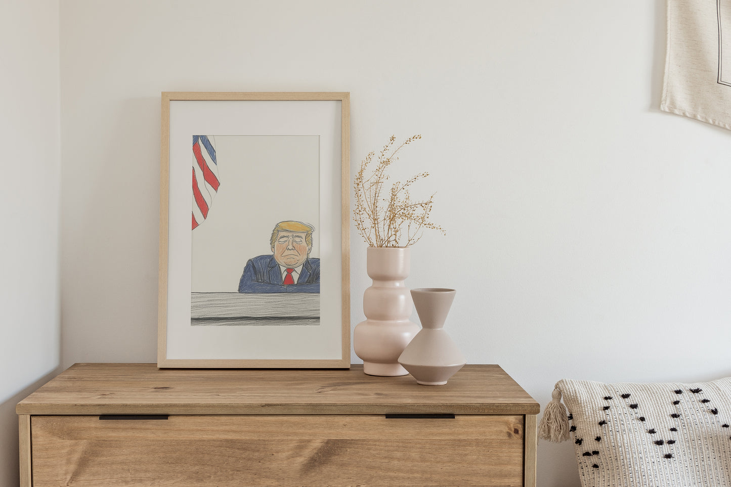 Political Satire Trump Illustration - Funny Political Wall Art - Hand Drawn Pencil Sketch - 8x10” Print Matted 11x14”