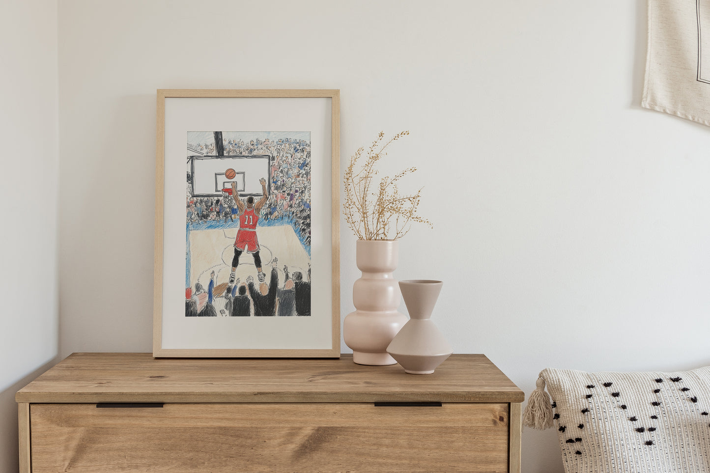 Michael Jordan Slam Dunk β 8x10β Print in 11x14β Mat | Chicago Bulls Legend | Basketball Wall Art | NBA-Inspired Illustration | Sports Gift