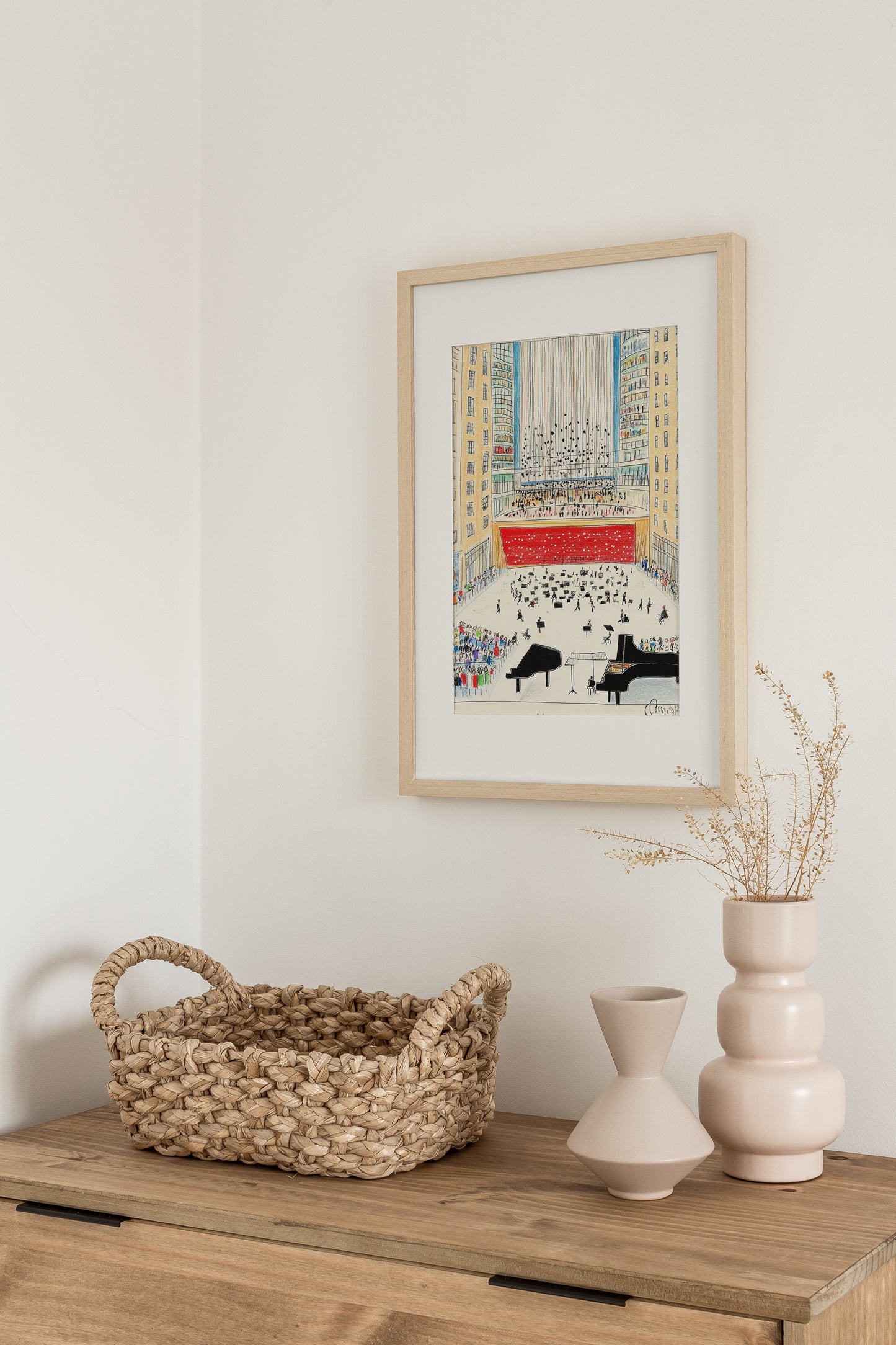 Lincoln Center Illustration Print | NYC Art Wall Decor | Classical Music Scene | Gift for Music Lovers | 8x10” Matted in 11x14”