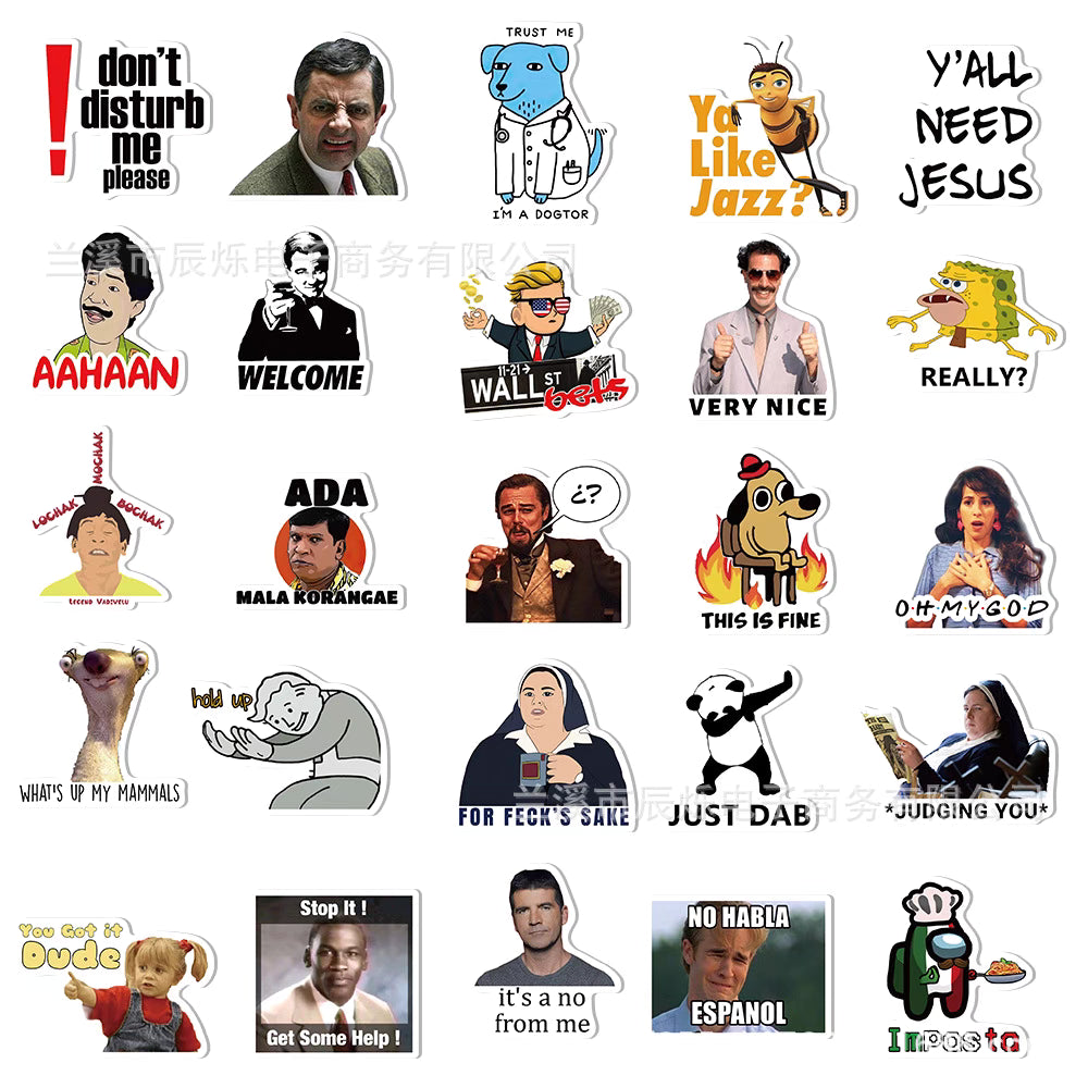 50 Funny Meme Stickers – Waterproof Designs for DIY Decoration and Personalization