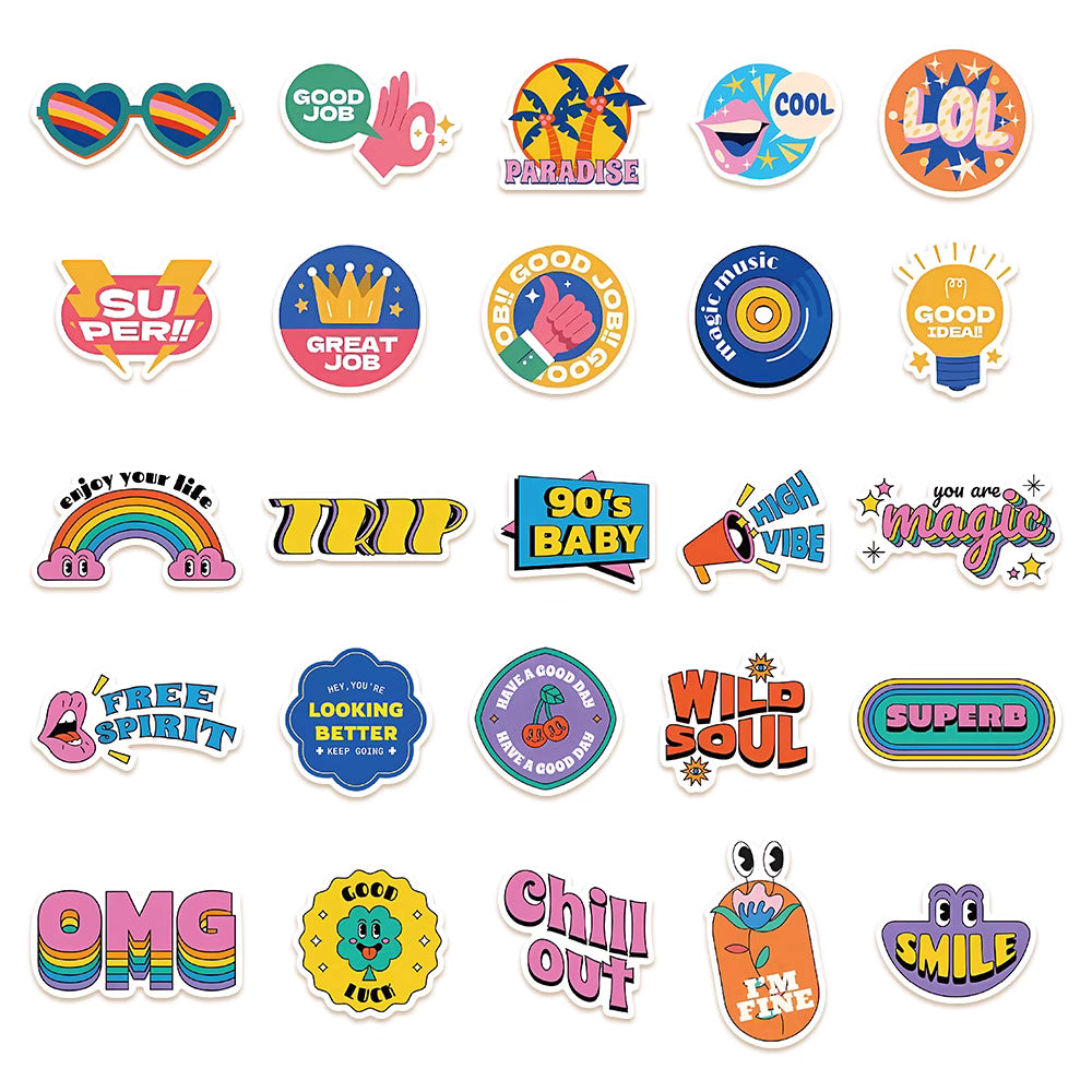 50 Hand-Drawn Vintage Stickers – Artistic and Waterproof Designs for DIY and Decoration
