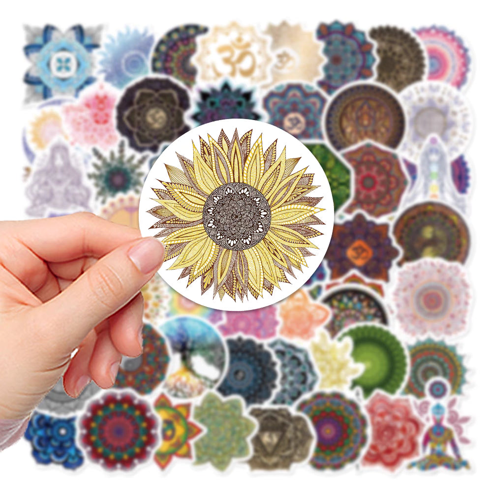 60 Mandala Flower Stickers – Artistic and Waterproof Designs for Yoga and Decoration