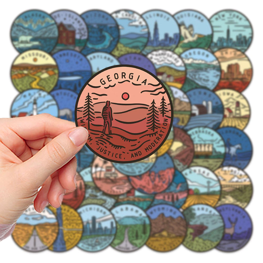 50 U.S. State Stickers – Waterproof and Vibrant Designs for DIY and Decoration