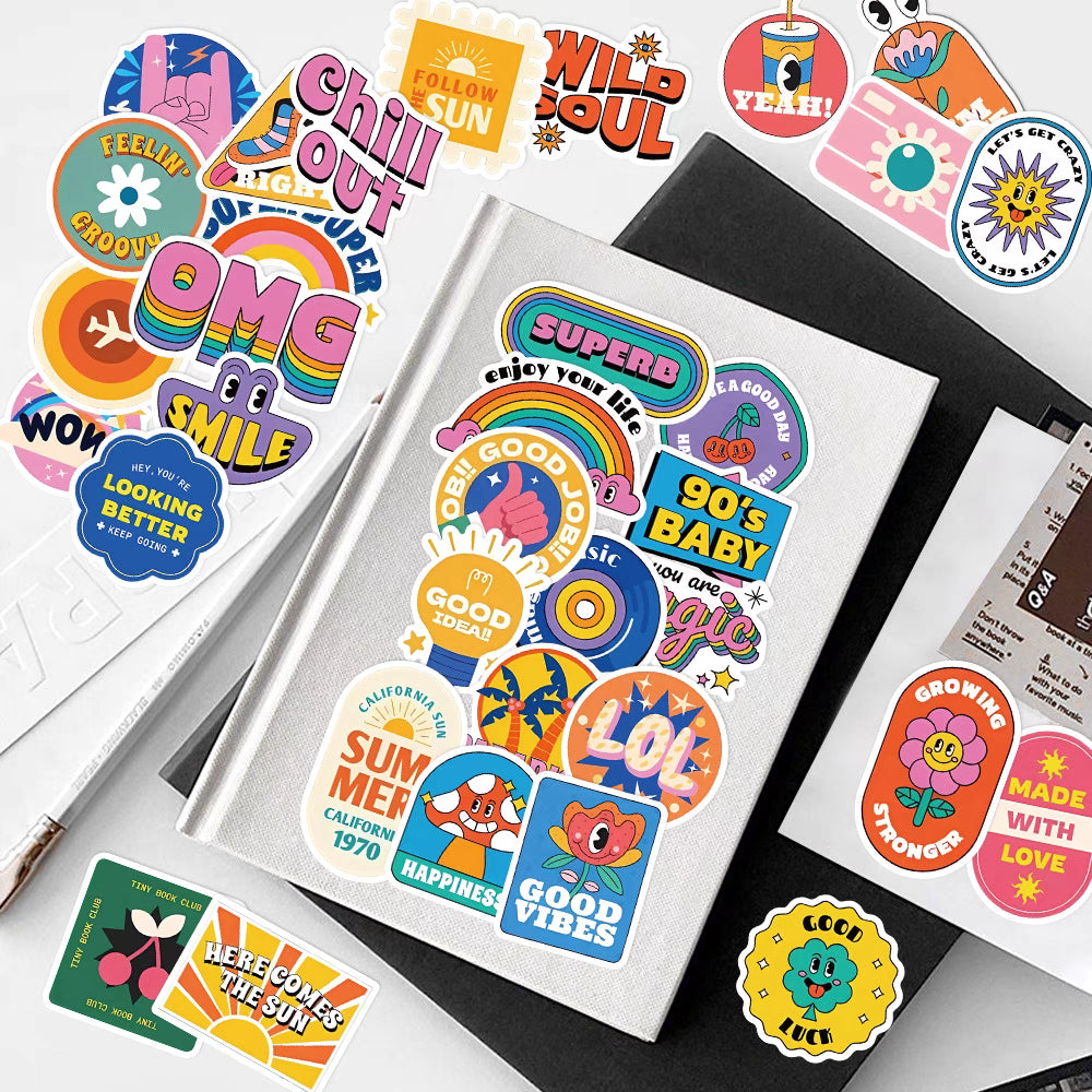 50 Hand-Drawn Vintage Stickers – Artistic and Waterproof Designs for DIY and Decoration