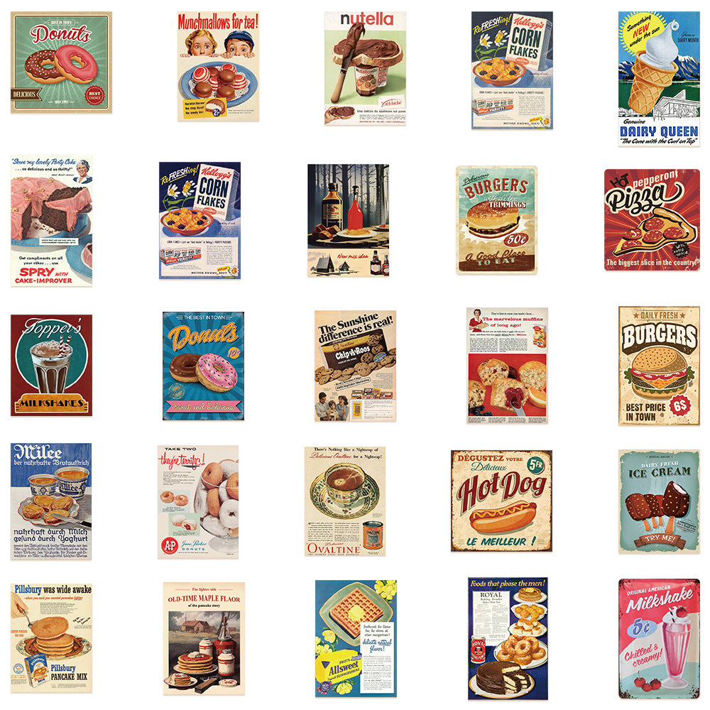 Vintage Food Stickers Decals