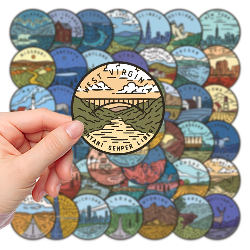 50 U.S. State Stickers – Waterproof and Vibrant Designs for DIY and Decoration