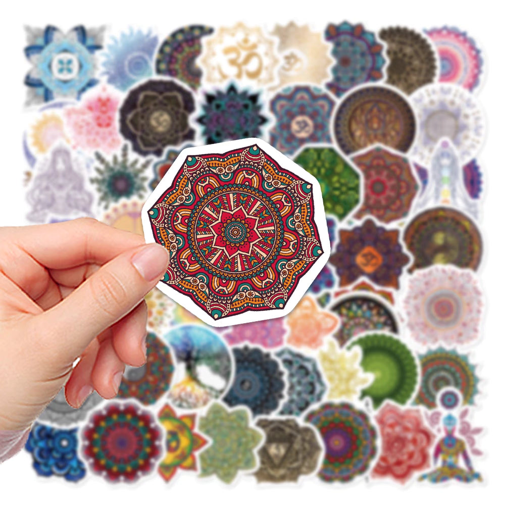 60 Mandala Flower Stickers – Artistic and Waterproof Designs for Yoga and Decoration