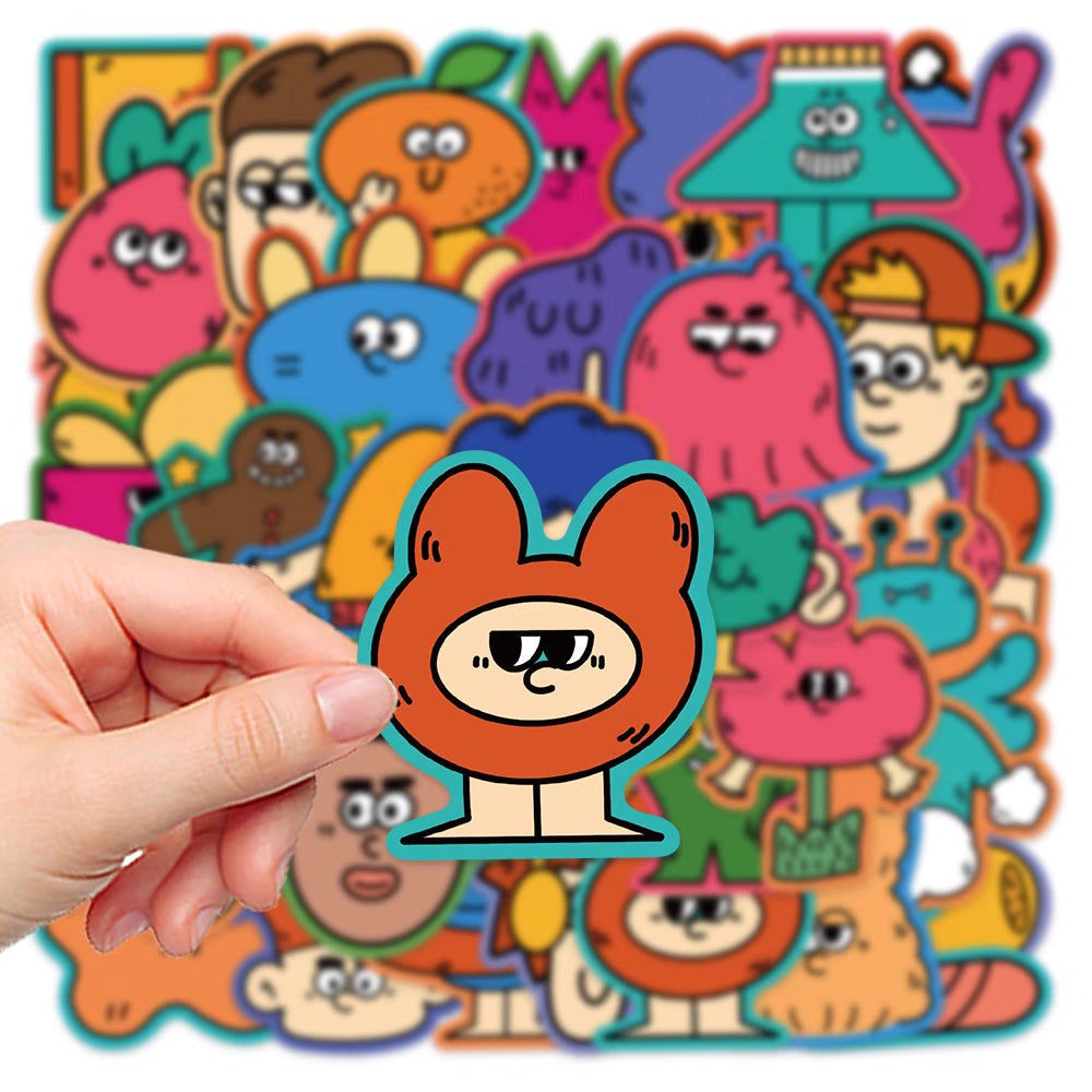 40 Original Hand-Drawn Cartoon Stickers – Fun, Waterproof Designs for Creative DIY Decoration