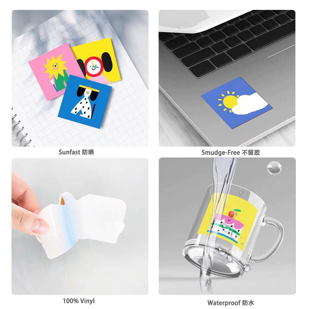 56 Minimalist Cartoon Stickers – Waterproof Designs for DIY and Decoration