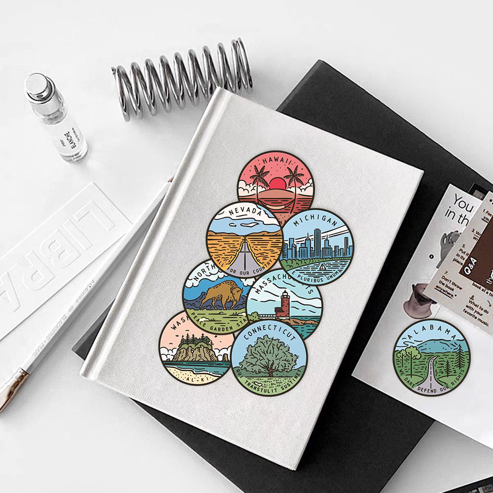 50 U.S. State Stickers – Waterproof and Vibrant Designs for DIY and Decoration