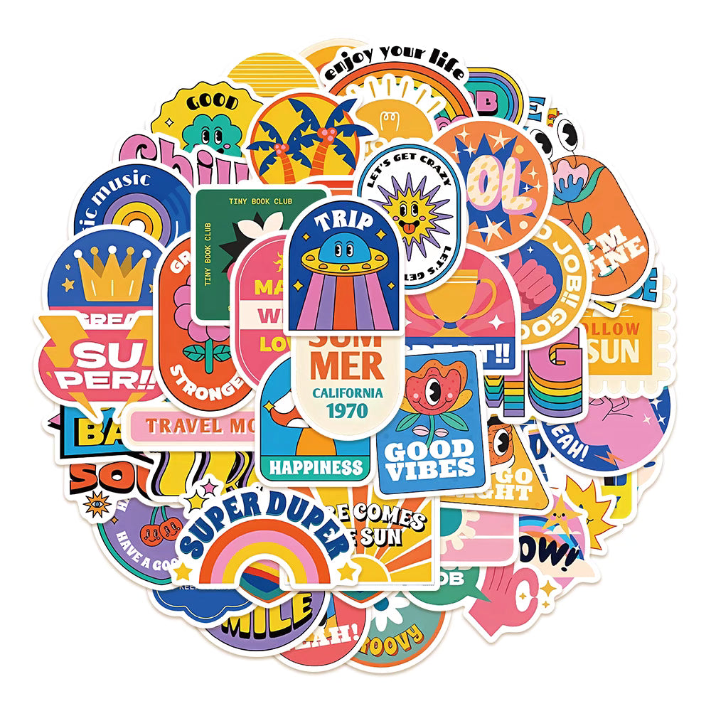 50 Hand-Drawn Vintage Stickers – Artistic and Waterproof Designs for DIY and Decoration