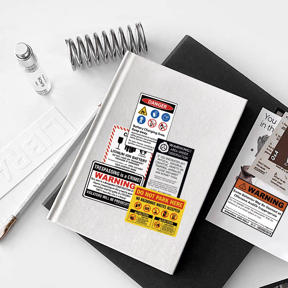 75 English Warning and Signage Stickers – Bold Waterproof Designs for DIY and Decoration