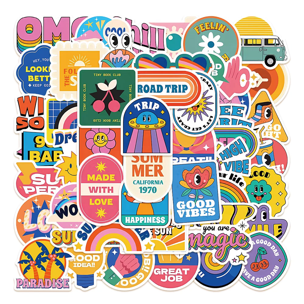 50 Hand-Drawn Vintage Stickers – Artistic and Waterproof Designs for DIY and Decoration
