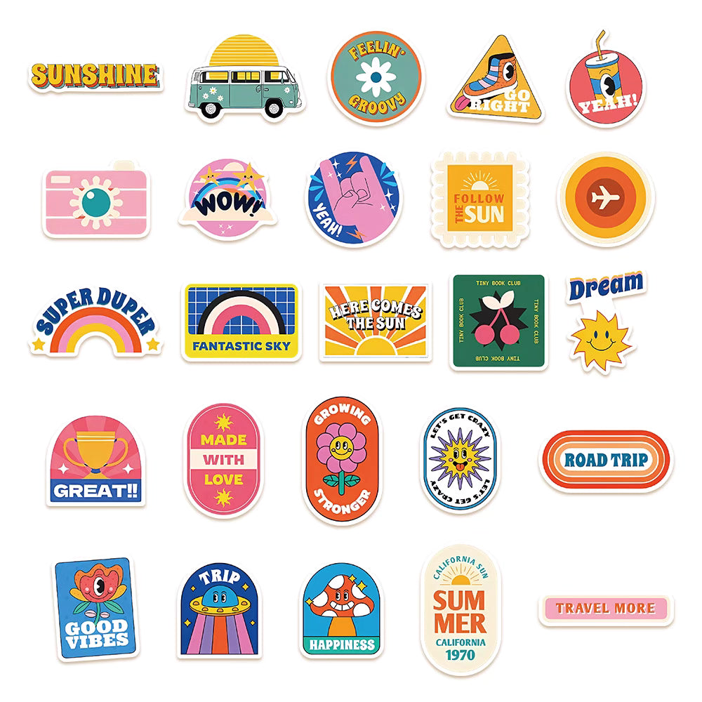 50 Hand-Drawn Vintage Stickers – Artistic and Waterproof Designs for DIY and Decoration