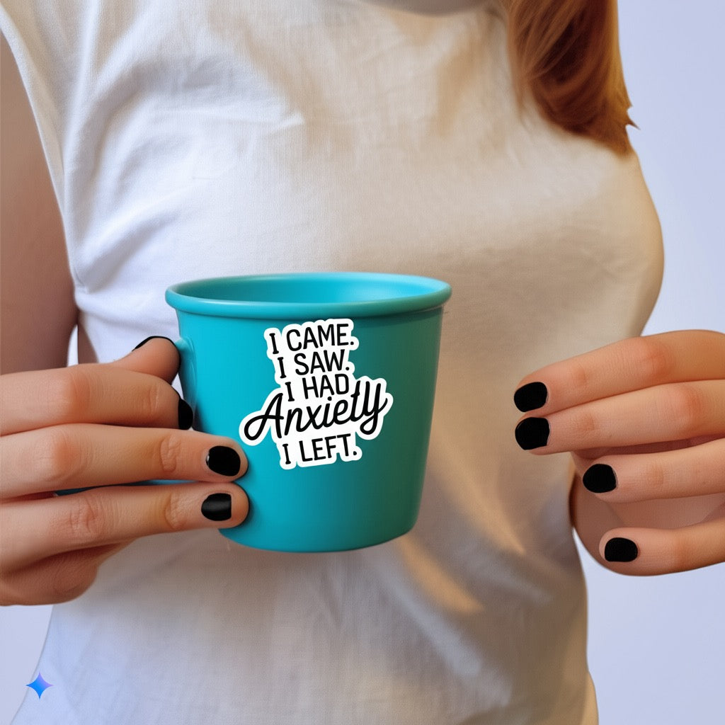 I Came I Saw I Had Anxiety I Left Sticker Pack (Set of 3), Funny Introvert Sticker, Anxiety Sticker, Laptop Decal, Mental Health Vinyl Sticker