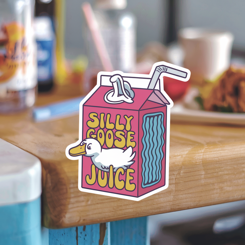 Silly Goose Juice Sticker Pack (Set of 3), Funny Goose Sticker, Whimsical Vinyl Decal, Cute Cartoon Animal Sticker, Laptop Sticker, Humor Gift