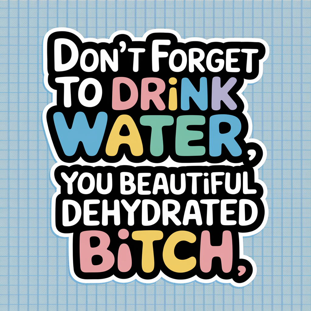 Drink Water Sticker Pack (Set of 3), Funny Hydration Sticker, Self-Care Vinyl Decal, Cute Pastel Sticker, Sassy Wellness Reminder, Laptop Sticker