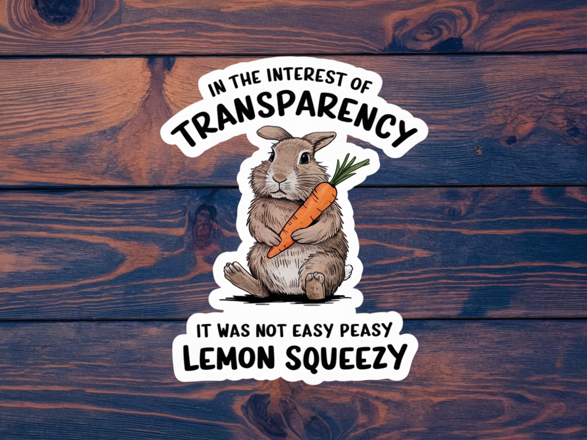 Transparency Bunny Sticker Pack (Set of 3), Funny Animal Sticker, Easy Peasy Lemon Squeezy, Sarcastic Humor Decal, Cute Rabbit Sticker, Laptop Sticker (Copy)