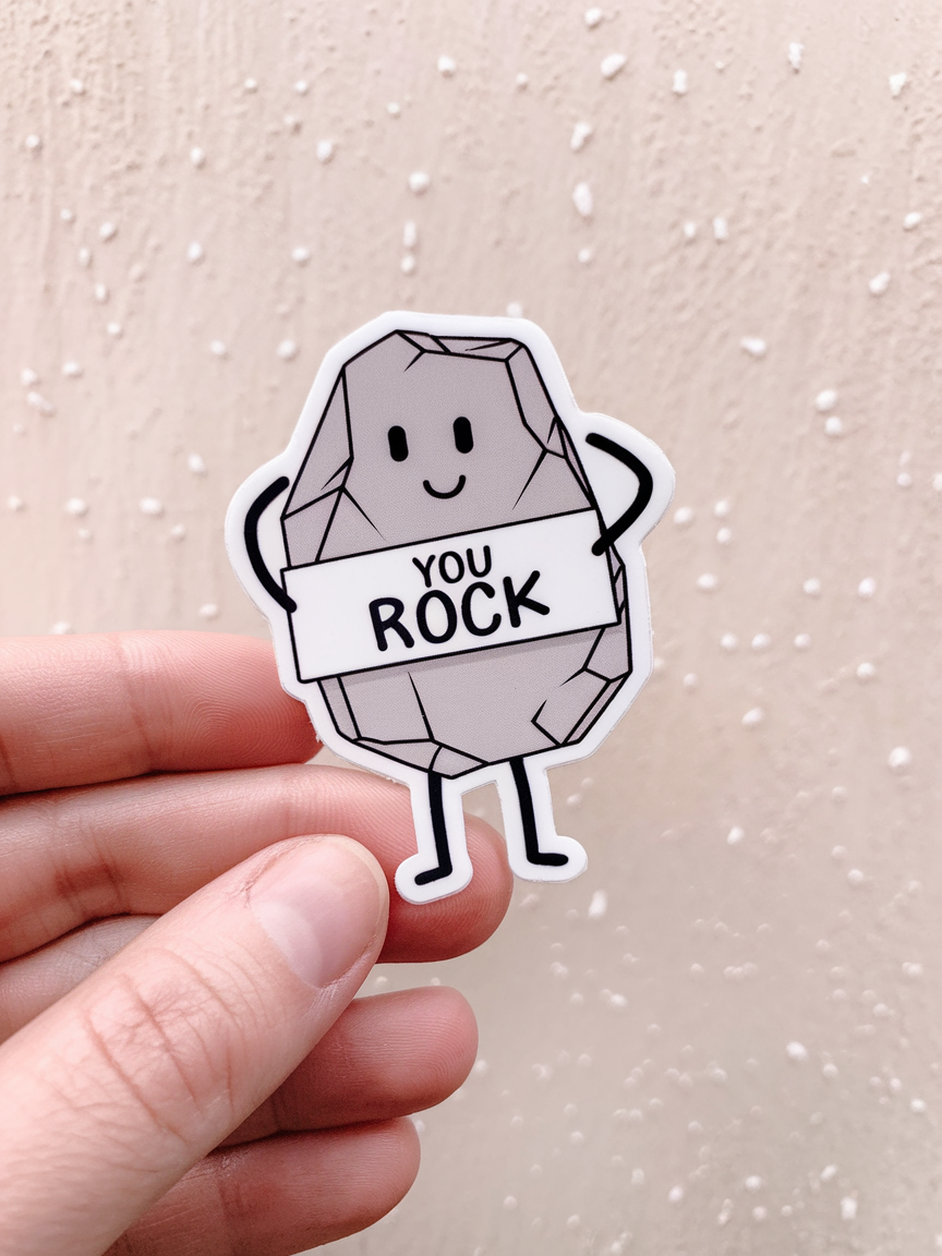 You Rock Sticker Pack (Set of 3), Cute Motivational Sticker, Funny Pun Vinyl Decal, Rock Appreciation Gift, Waterproof Sticker, Laptop Sticker