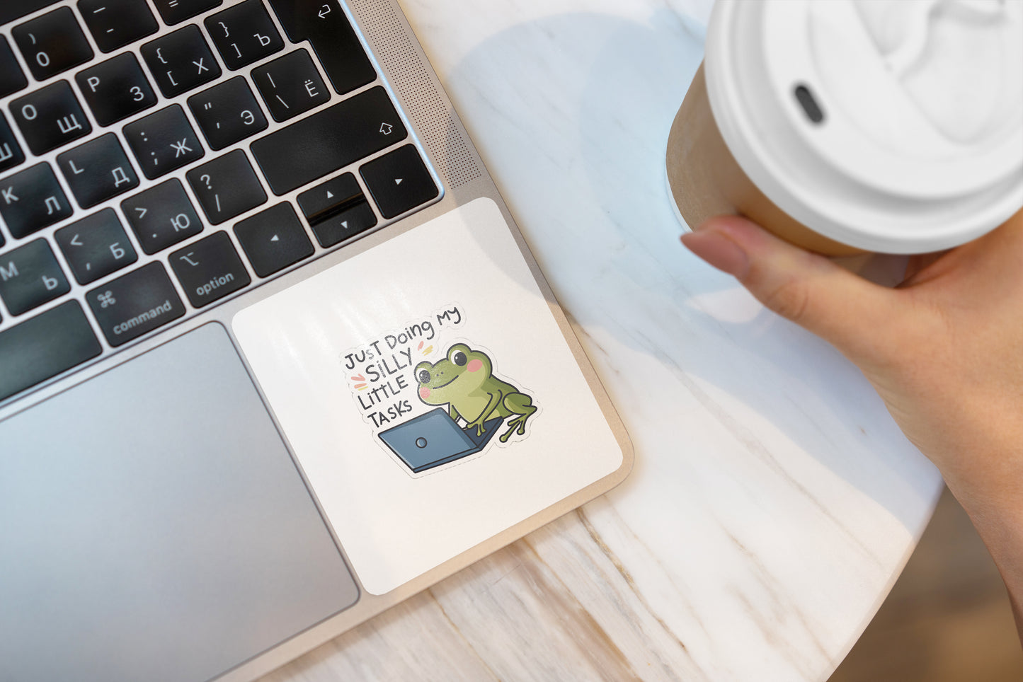 Just Doing My Silly Little Tasks Sticker Pack (Set of 3), Cute Frog Sticker, Work from Home Vinyl Decal, Wholesome Laptop Sticker, Office Humor