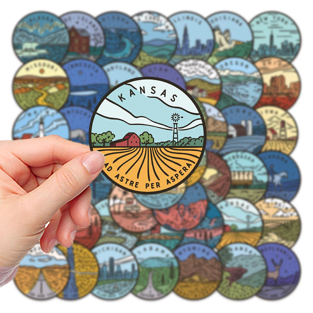 50 U.S. State Stickers – Waterproof and Vibrant Designs for DIY and Decoration
