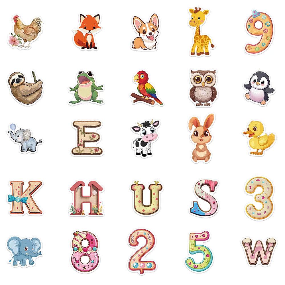 50 Minimalist Alphabet and Number Stickers – Transparent Designs for Creative DIY Projects