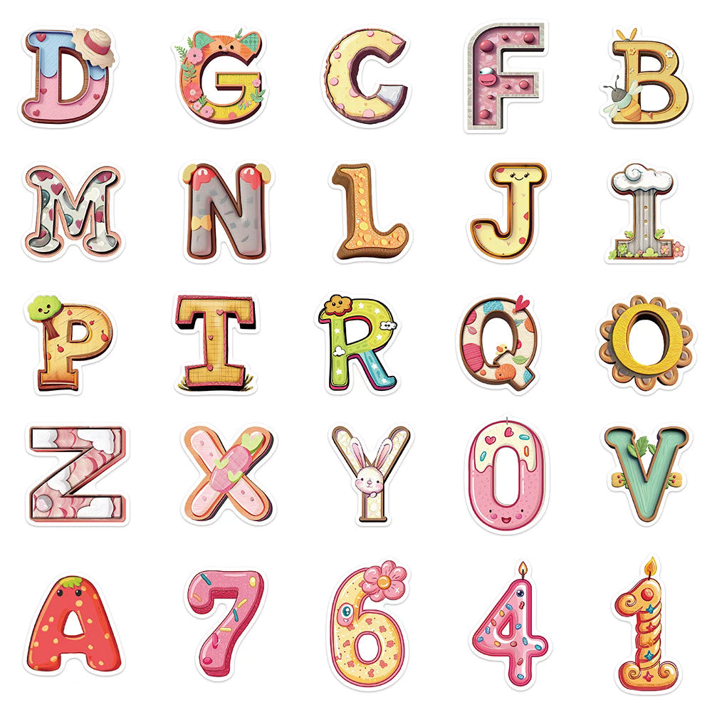 50 Minimalist Alphabet and Number Stickers – Transparent Designs for Creative DIY Projects